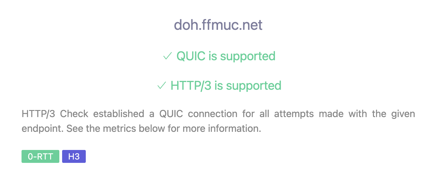 Screenshot für QUIC und HTTP3
